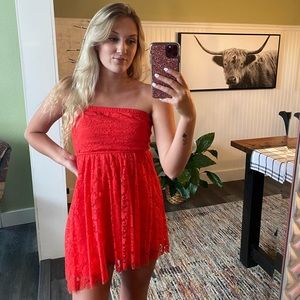 Bright Red Hollister Strapless Dress